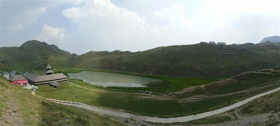 Wide river valley view in Mandi district