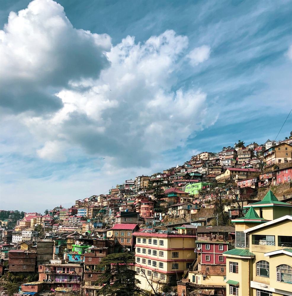 Snow-covered Shimla rooftops in winter