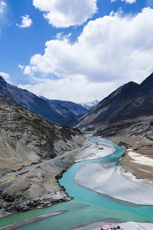 Confluence of the Indus and Zanskar rivers near Leh